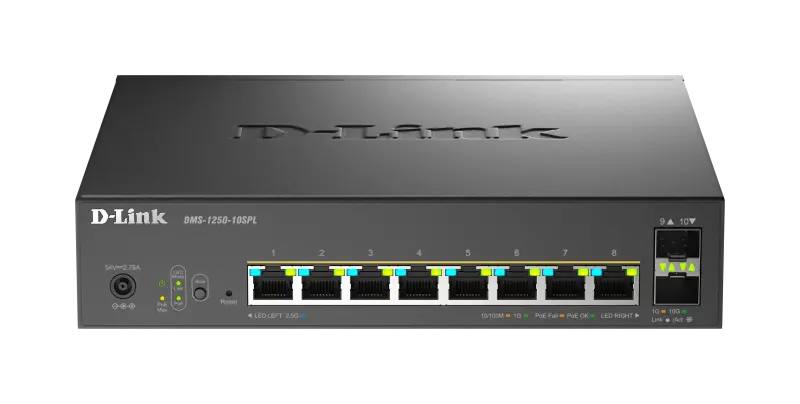 Switch D-Link DMS-1250-10SPL 8×2.5G PoE++ 2×SFP+ 10G rackabil