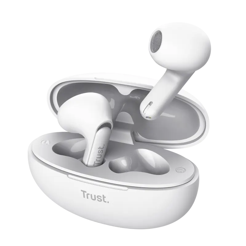 Căști Trust Yavi wireless TWS, Bluetooth ENC, alb, TR-25173