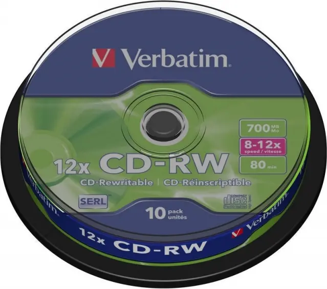 CD-RW Verbatim 43480 12X matt silver spindle 10