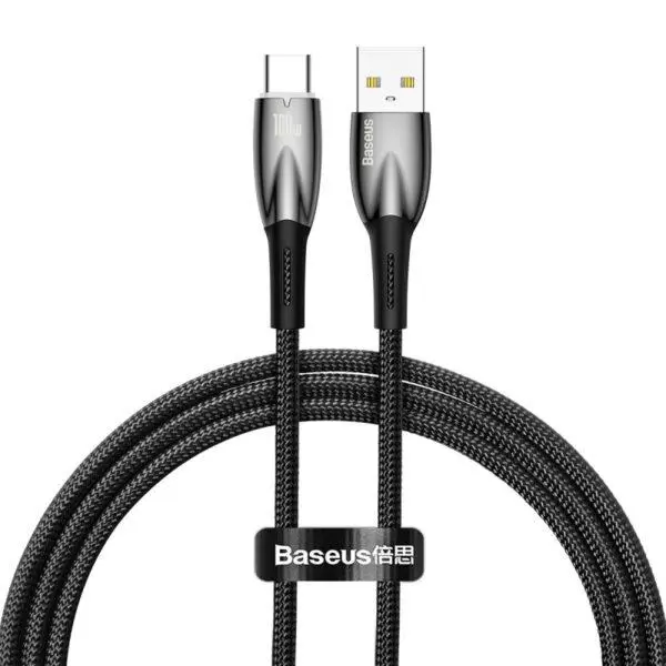 Cablu Baseus Glimmer USB-A USB-C 100W 1m negru