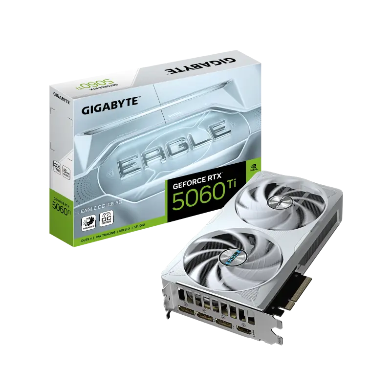Placă video Gigabyte GeForce RTX 5060 Ti EAGLE OC ICE 8G Alb