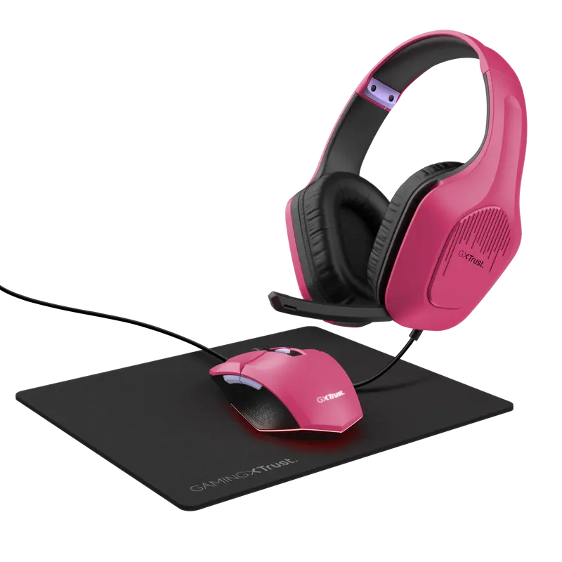 Kit gaming Trust GXT790 TRIDOX 3în1 roz