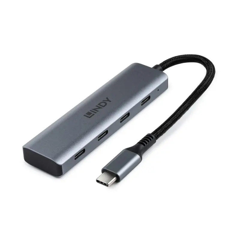 Hub USB Lindy 43414 4 porturi gri 15 cm