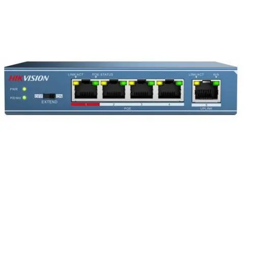 Switch Hikvision DS-3E0105P PoE 4 porturi Fast Ethernet