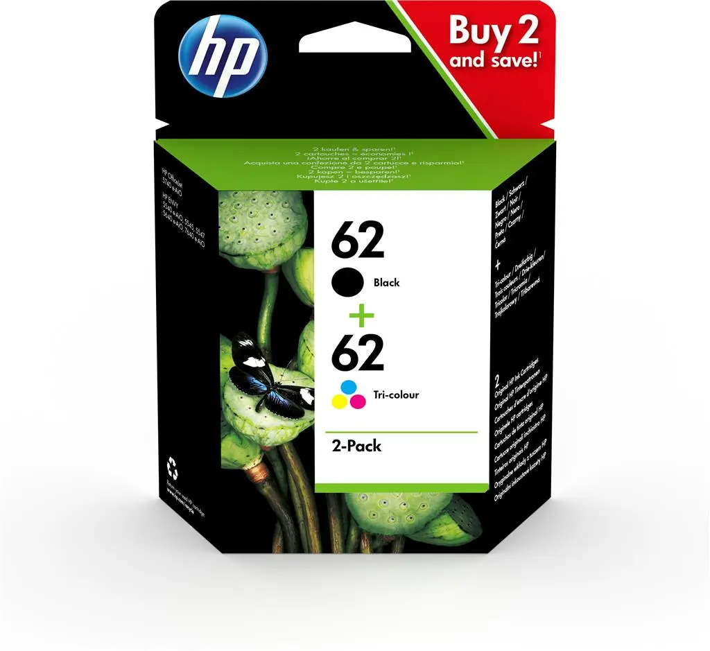 Set 2 cartuse HP 62 Black, HP 62 Color, 360 pagini
