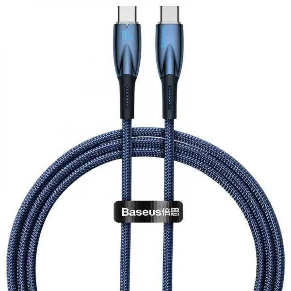 Cablu Baseus Glimmer USB-C USB-C 100W 1m albastru