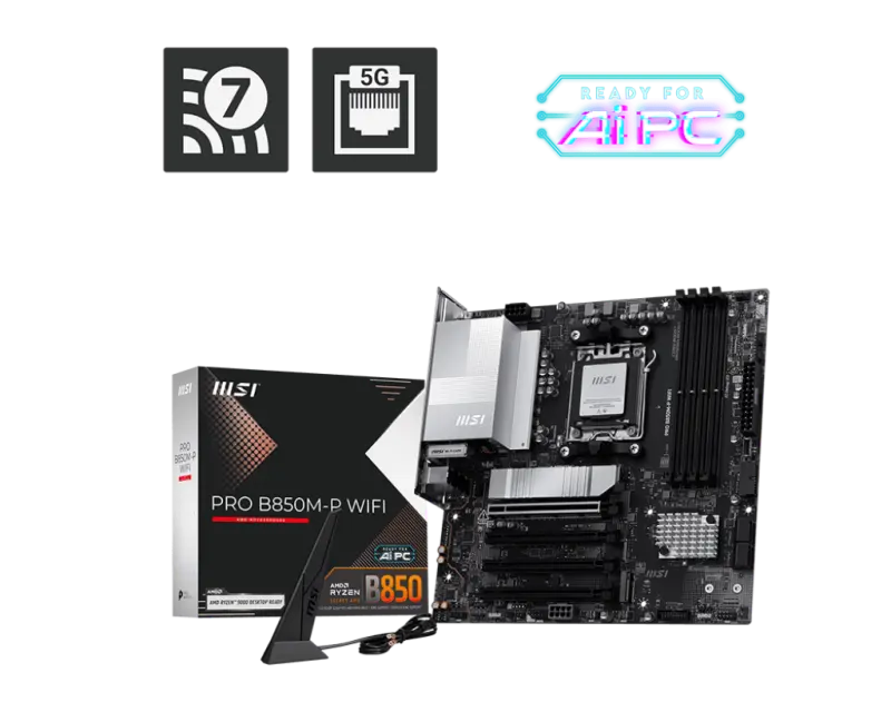 Placă de bază MSI PRO B850M-P WIFI mATX AM5 DDR5 Wi-Fi 7
