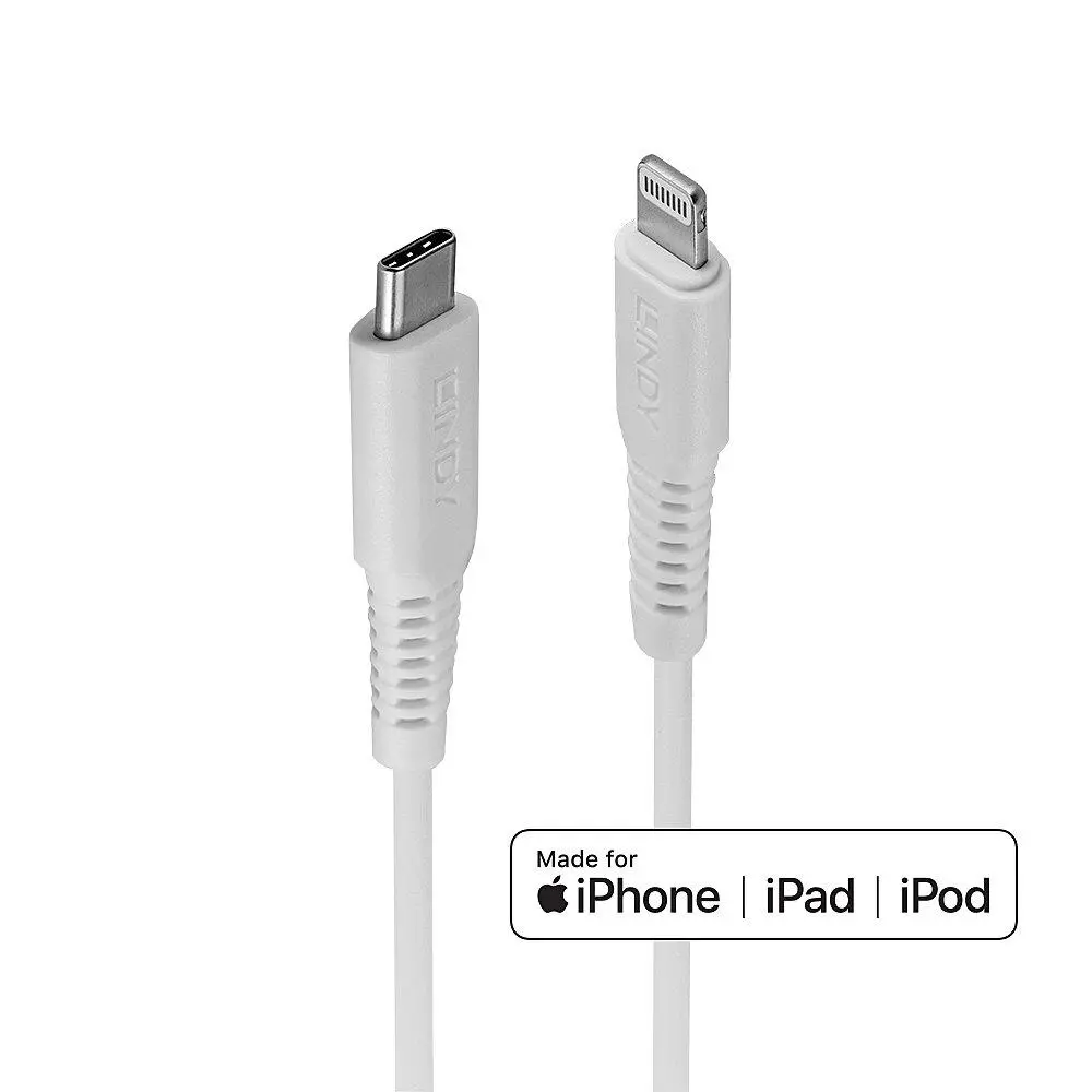 Cablu Lindy 2m USB-C Lightning MFi alb LY-31317