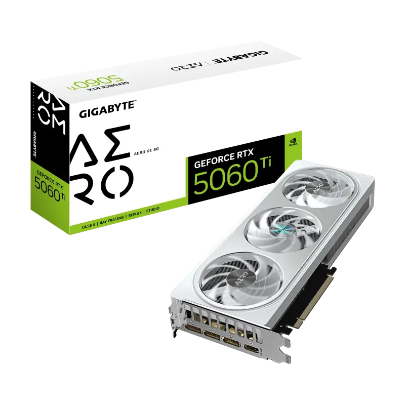 Placă video Gigabyte GeForce RTX 5060 Ti AERO OC 8G Alb