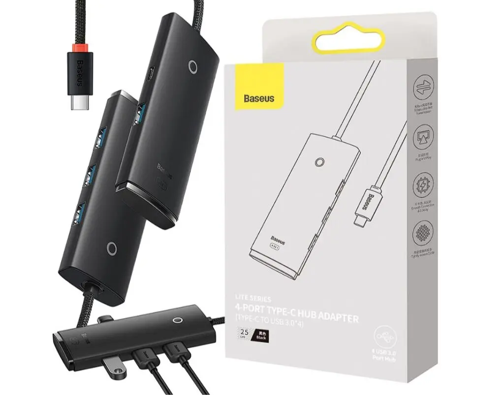 Hub USB Baseus Lite WKQX030401 negru 4 porturi