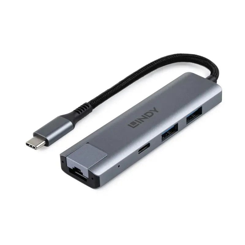 Hub USB Lindy 43422 Type-C Gigabit Ethernet gri