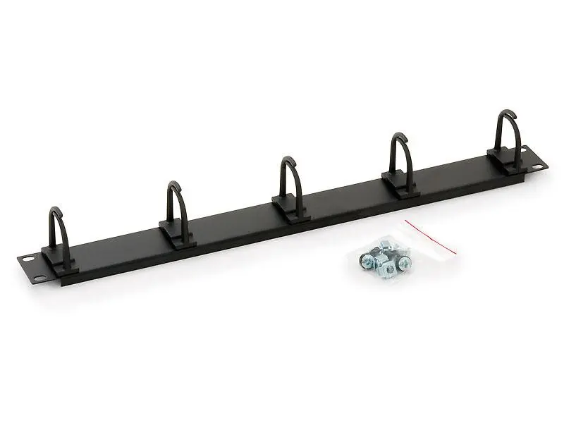 Organizator cabluri orizontal Triton 1U 5 inele Negru