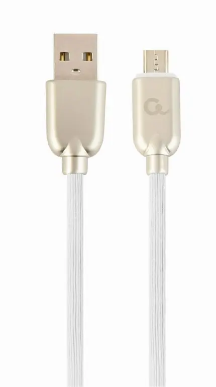 Cablu Gembird Micro-USB 1m alb Rubber CC-USB2R-AMmBM-1M-W