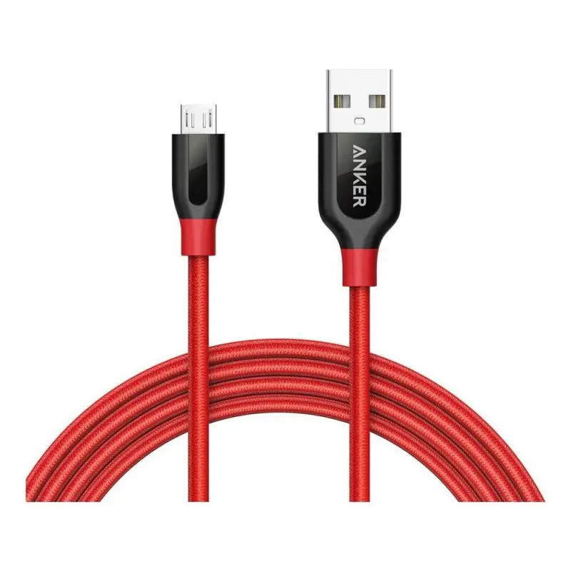 Cablu Anker PowerLine MicroUSB 1 8 m Rosu Negru