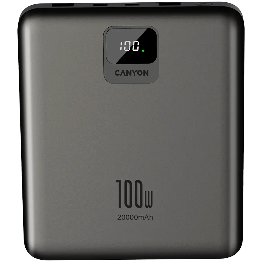 Baterie externă Canyon PB-2008 20000 mAh PD 100W gri închis