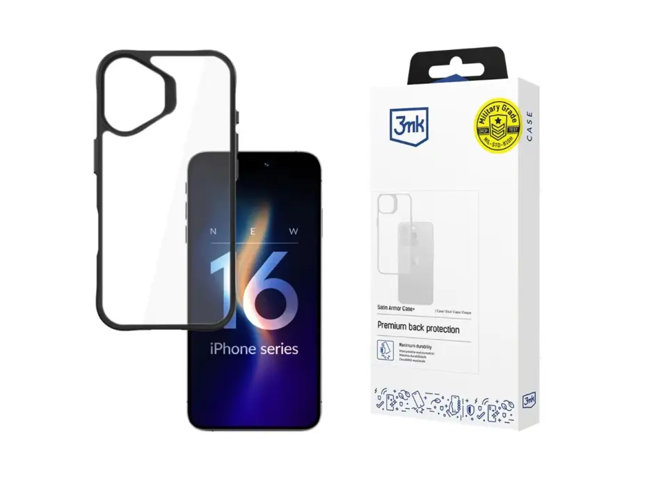 Husă 3mk Satin Armor Plus iPhone 16 transparentă
