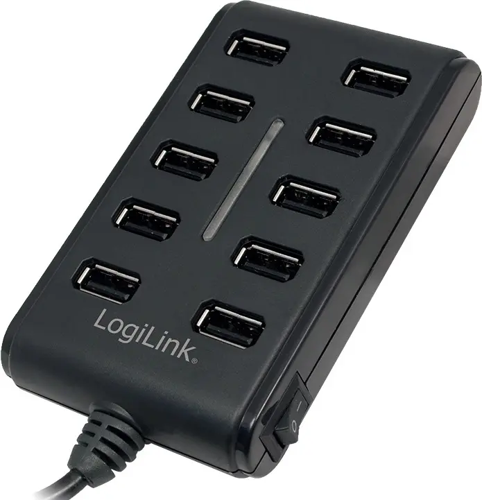 Hub USB Logilink UA0125 10 porturi USB 2.0 negru