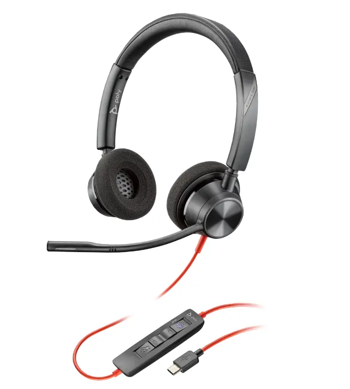 Căști Poly Blackwire 3220 USB-C/A cu fir negru