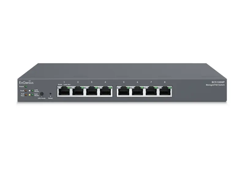 Switch PoE EnGenius ECS1008P 8 porturi Gigabit 55W desktop