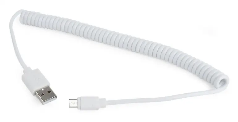 Cablu Gembird CC-mUSB2C-AMBM-6-W Micro-USB spiralat alb 1,8m