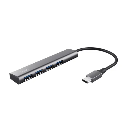 Hub USB-C Trust Halyx 4 porturi USB-A 5 Gbps, aluminiu