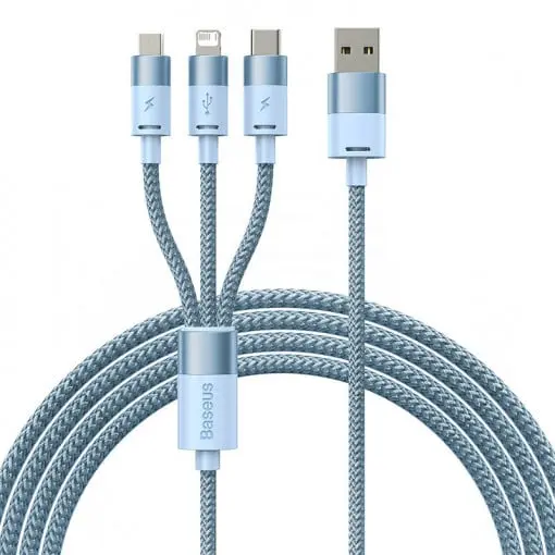 Cablu Baseus StarSpeed 3-in-1 albastru 3,5A 1,2 m deschis