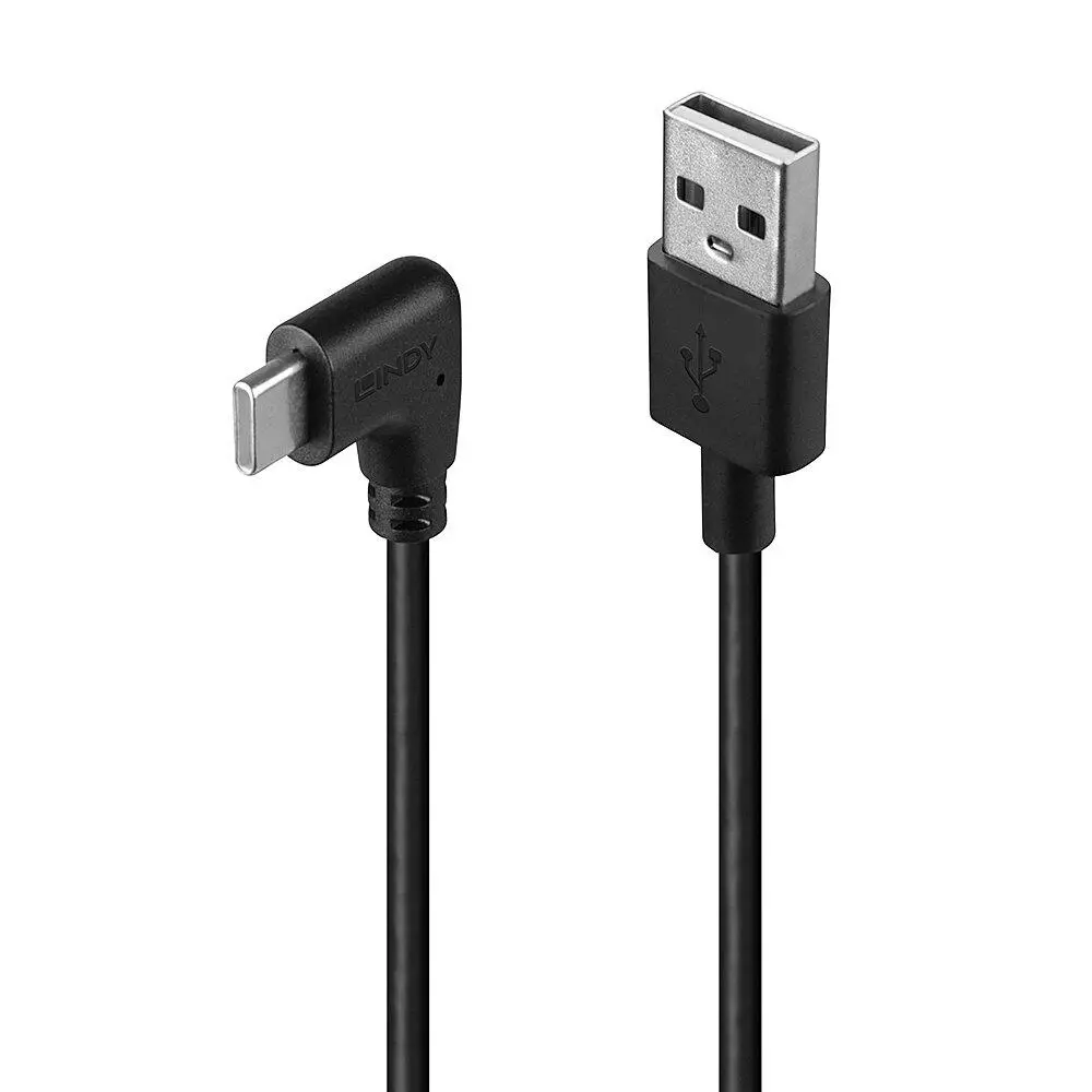 Cablu Lindy USB 2 0 90 1m negru, Type A la USB-C 90°