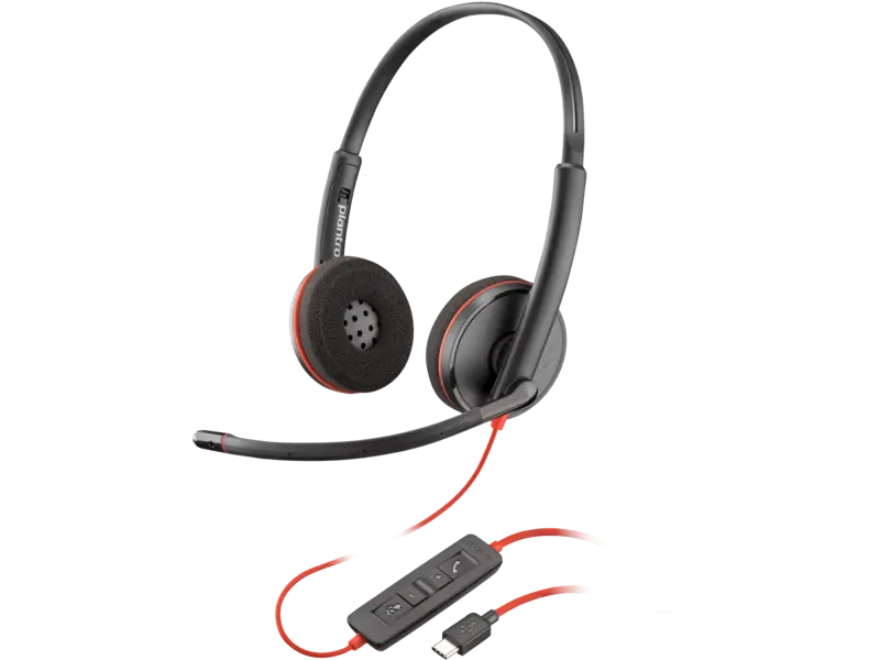 Căști HP Blackwire 3220 USB-C cu fir, adaptor USB-C/A, negru