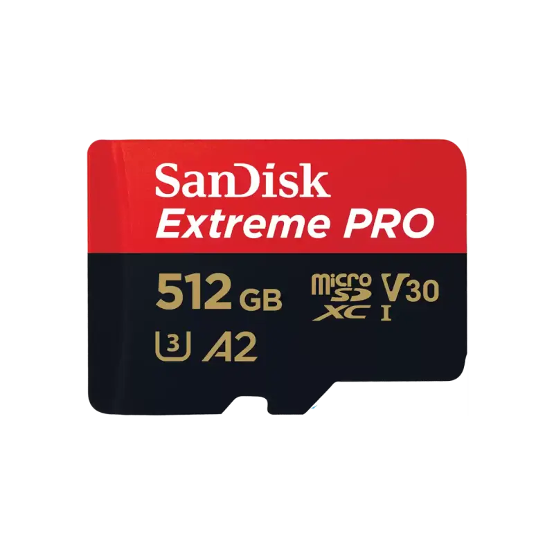 Card de memorie SanDisk Extreme PRO microSDXC 512GB, pana la 200MB/s & 140MB/s Read/Write speeds A2 C10 V30 UHS-I U3 + SD Adapter