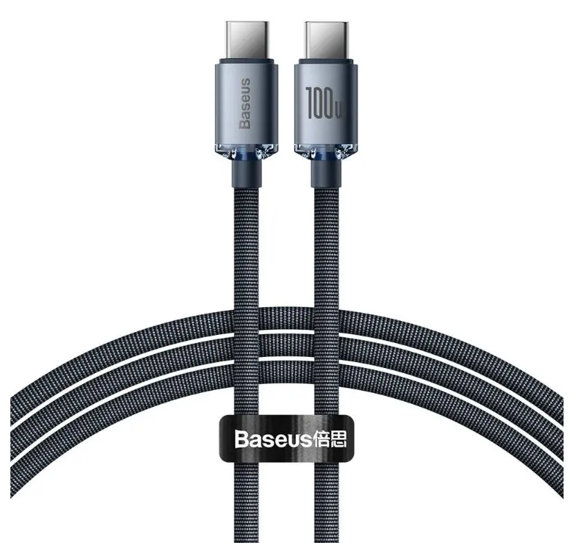 Cablu Baseus Crystal Shine USB-C 100W 2m negru
