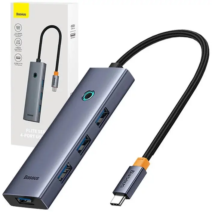 Hub USB-C Baseus UltraJoy gri 4x USB 3.0 5 Gbps