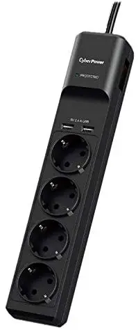 Prelungitor CyberPower P0420SUD0-DE 4 prize Schuko USB 1,8 m Negru