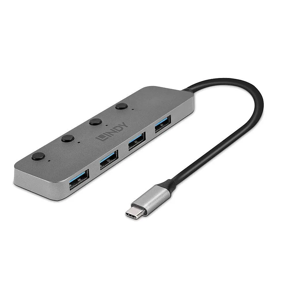 Hub Lindy LY-43383 USB 3.2 Type C 4 porturi On/Off