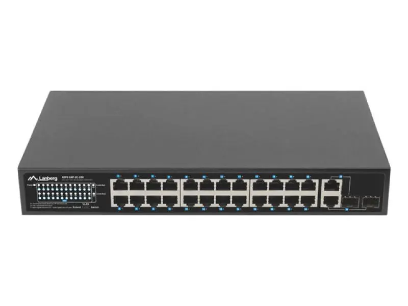 Switch fara management Lanberg RSFE-24P-2C-250 24x 100MB POE+/2x combo rack 19″ Gigabit Ethernet 250W