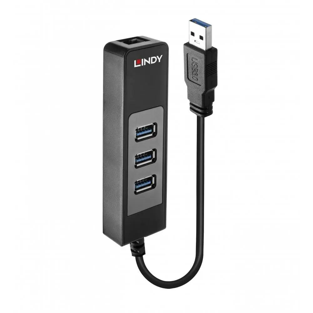 Hub USB Lindy LY-43176 3 porturi 3.0 + Ethernet
