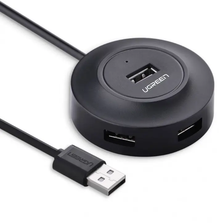 Hub USB-A Ugreen 20277 — 4× USB-A 2.0, cablu 1 m, Micro-USB, negru