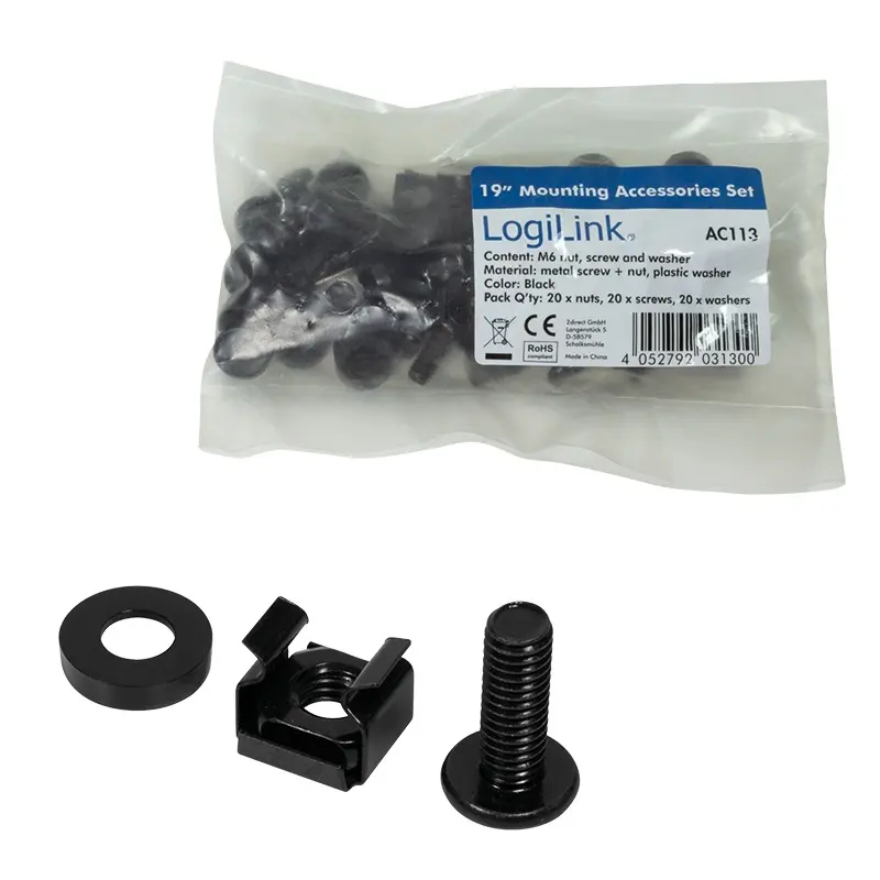Set montare LogiLink AC113 M6 20 buc rack 19″
