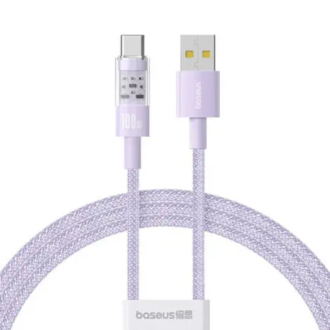 Cablu Baseus Gem 100W 2m mov USB-A Type-C