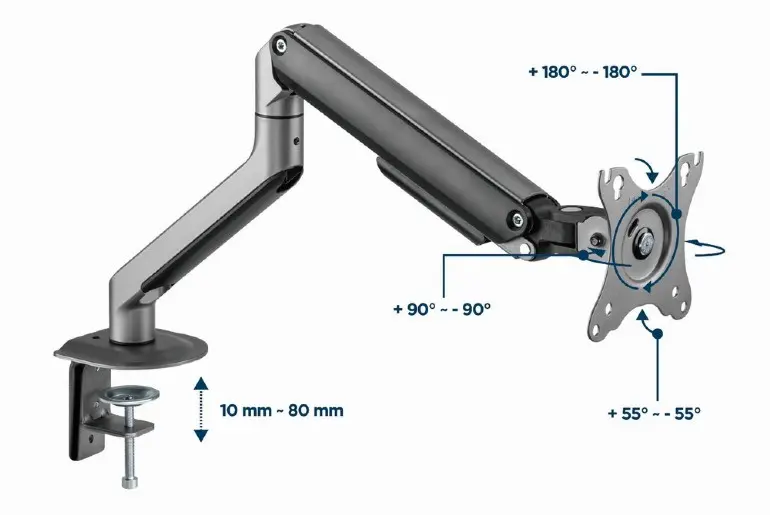 Brat monitor Gembird MA-DA1-05 aluminiu 9 kg gri