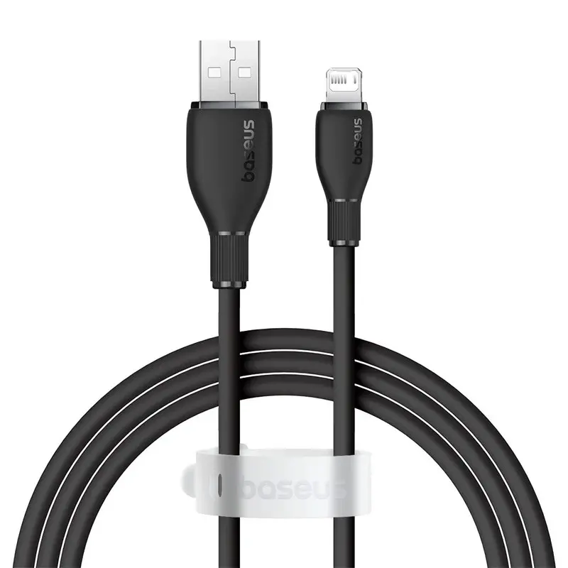 Cablu alimentare si date Baseus Pudding, Fast Charging Data Cable pentru smartphone, USB la Iphone Lightning 2.4A, 1.2m, negru