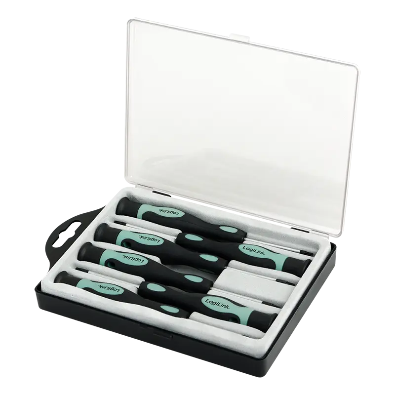 Set 6 Surubelnite de precizie, LogiLink, Otel, Negru/Verde deschis