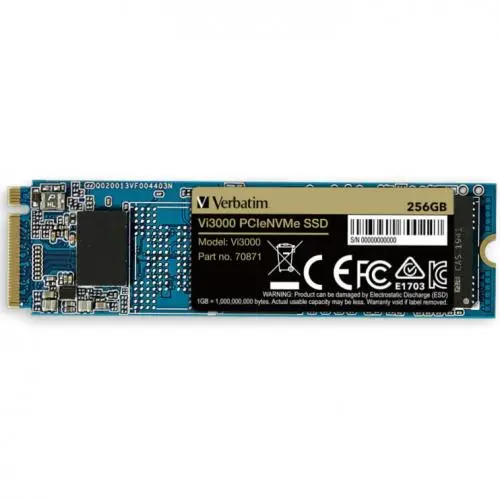 SSD Verbatim Vi3000 256GB NVMe M.2 PCIe Gen3