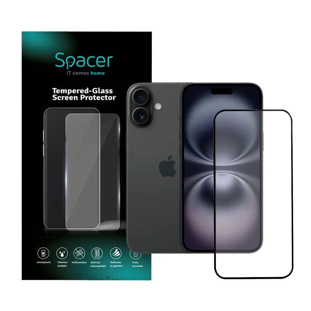 Folie sticlă Spacer iPhone 16 Plus 9H 0,3 mm