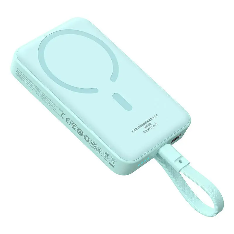 Acumulator extern Baseus Magnetic Mini Wireless, 10000mAh 30W, Incarcare rapida, USB-C, Albastru Deschis