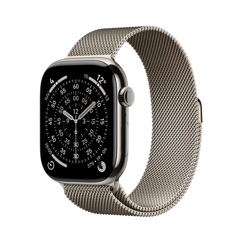 Apple Watch 11 GPS + Cellular, Carcasa Natural Titanium 46mm, Natural Milanese Loop – S/M