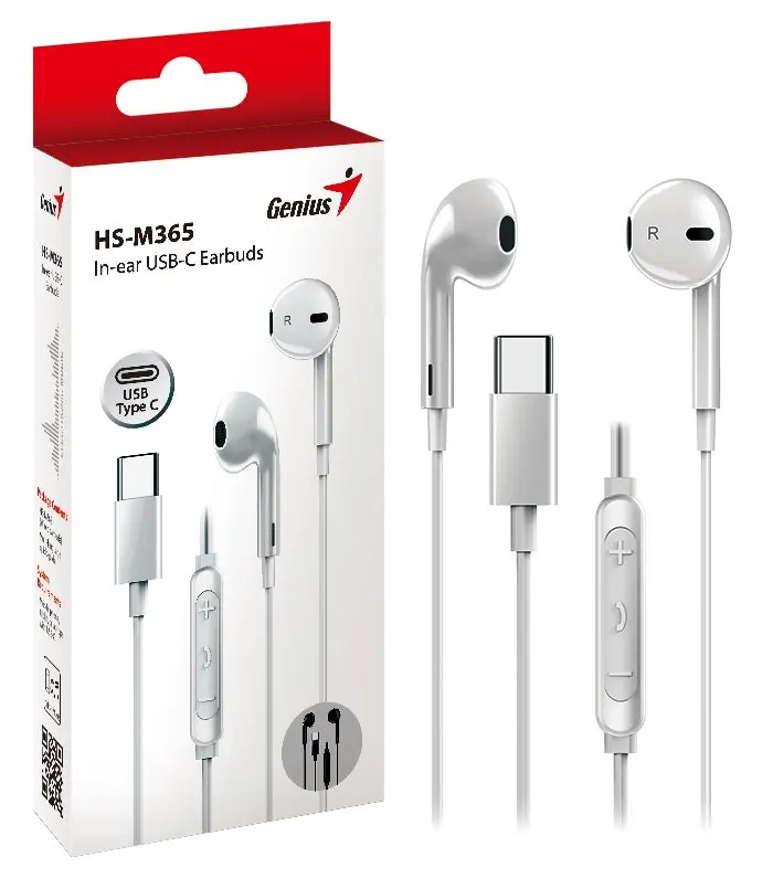 Căști Genius HS-M365 USB-C albe intraauriculare