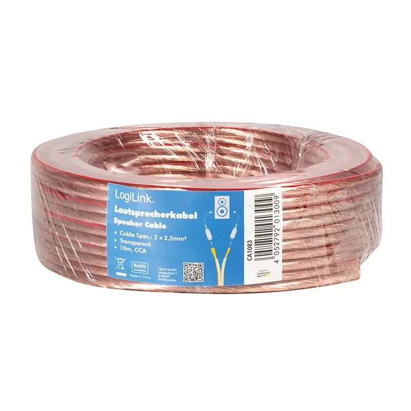 Cablu boxe Logilink CA1083 10 m 2×2.5 mm² transparent