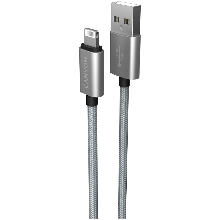 Cablu de date/incarcare tip Lightning Canyon, MFI, metalic, 1m, Dark Gray