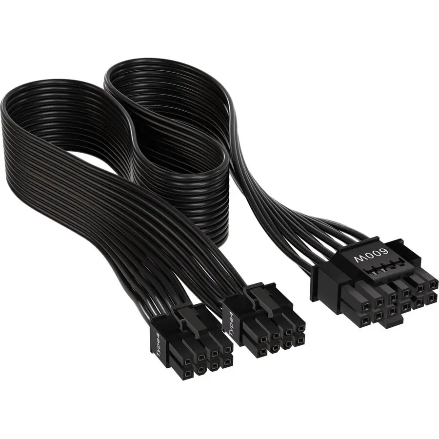 Cablu Corsair CP-8920284, 12+4pin, PCIe Gen 5, 12VHPWR, 600W, Type 4, Negru