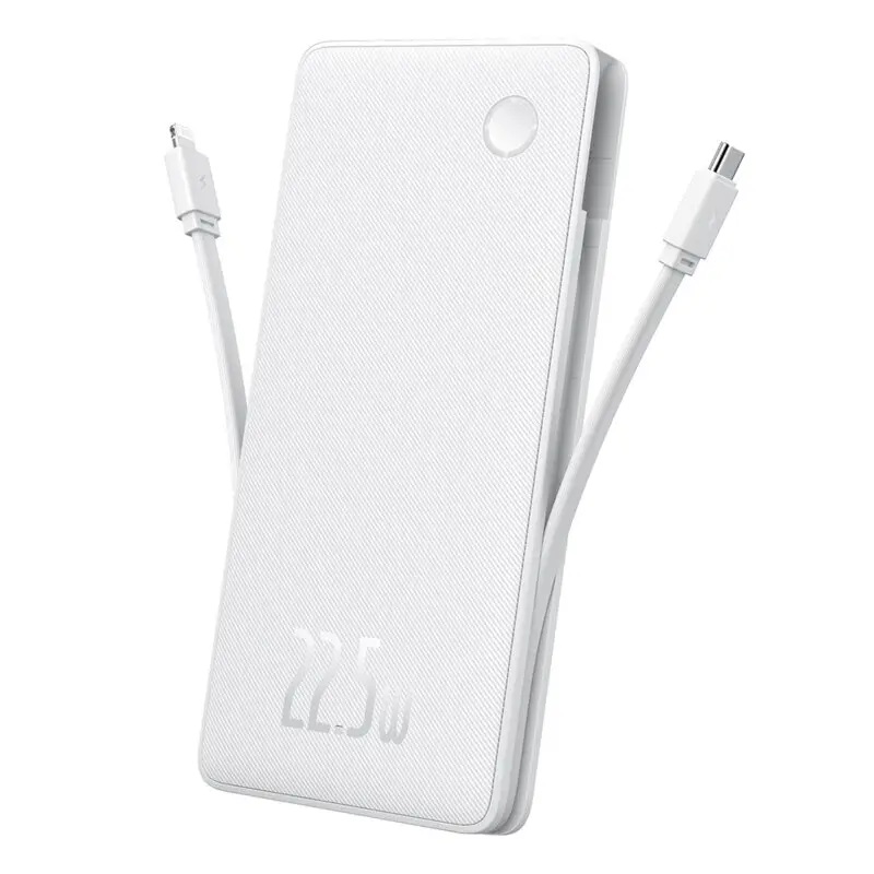 Acumulator Extern Baseus Airpow Air Lite P10067501213-00USB, Type-C, Cablu Dual USB-C, Lightning, 22.5W, 10000 mAh, Alb